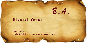 Biacsi Anna névjegykártya