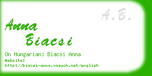 anna biacsi business card